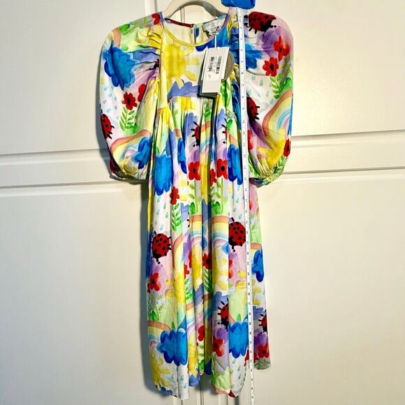 NWT Stella McCartney Kids dress, lady bug and multicoloured print. Size 10 - Picture 11 of 12